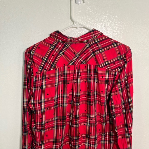 Talbots Cotton Button Front Shirt Mountain Dot Plaid M - Picture 6 of 9